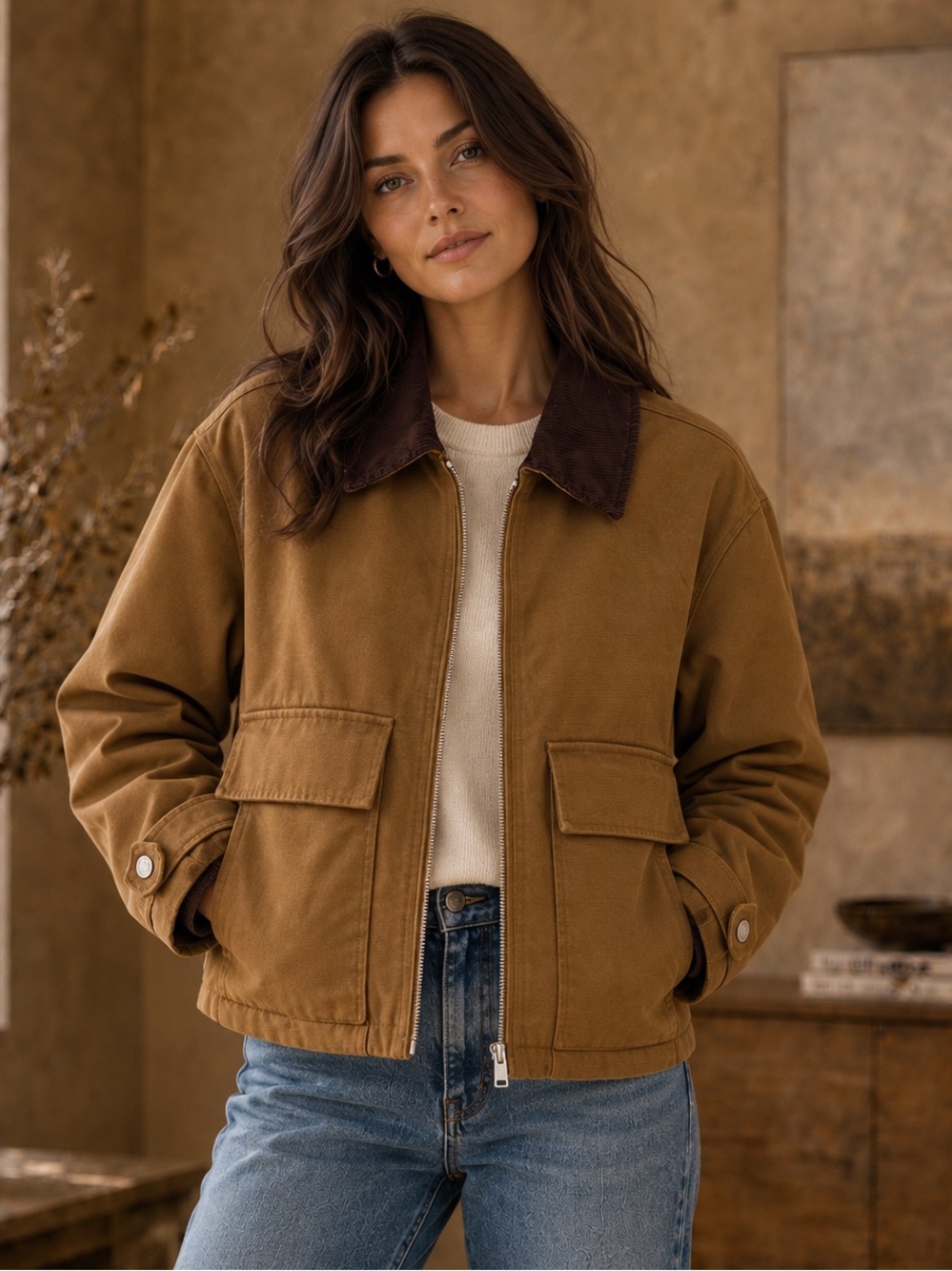 Gorgeous House of Harlow 1960 Canvas Barn Jacket